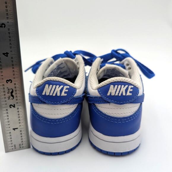 Nike Dunk Low Trainers Shoes Round Toe White Hyper Royal Size US11C EU28 - Picture 4 of 11